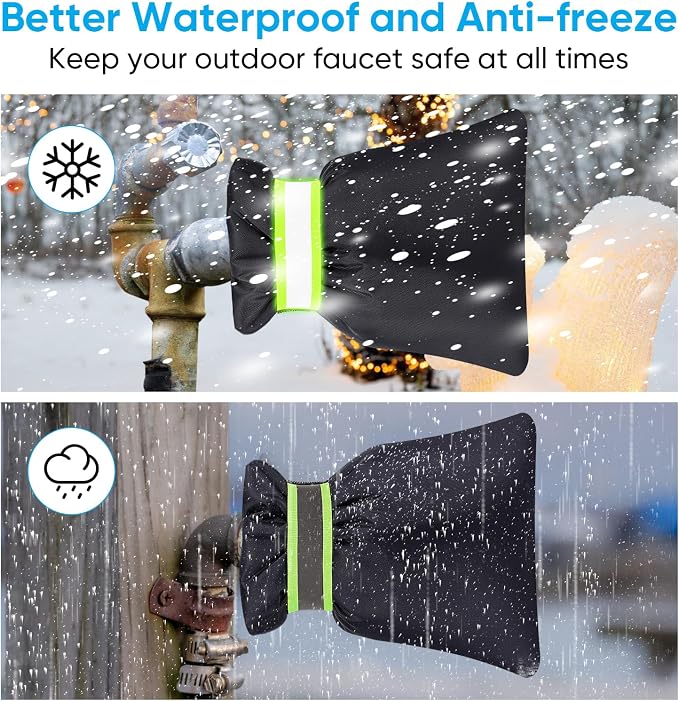 6 Pack Outdoor Faucet Covers for Winter - Pro 6.7"W x 8.3"H Outdoor Water Faucet Cover Socks for Winter Freeze Protection Pipe Insulation Reusable Waterproof Insulated Spigot backflow Cover,Black