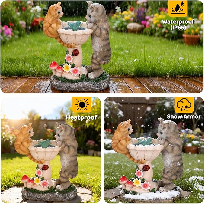 Ecloverlife Solar Cat Statue for Garden Decor, Weatherproof Auto Light, Installation-Free Outdoor Ornament for Yard, Patio, Balcony, Birthday & Housewarming Gift for Grandma