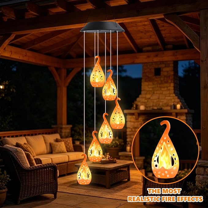 Toodour Solar Wind Chime, Color Changing Wind Chimes Karez, LED Decorative Mobile, Gifts for Mom Grandma, Waterproof Outdoor Decorative Lights for Garden, Patio, Yard, Window Decor
