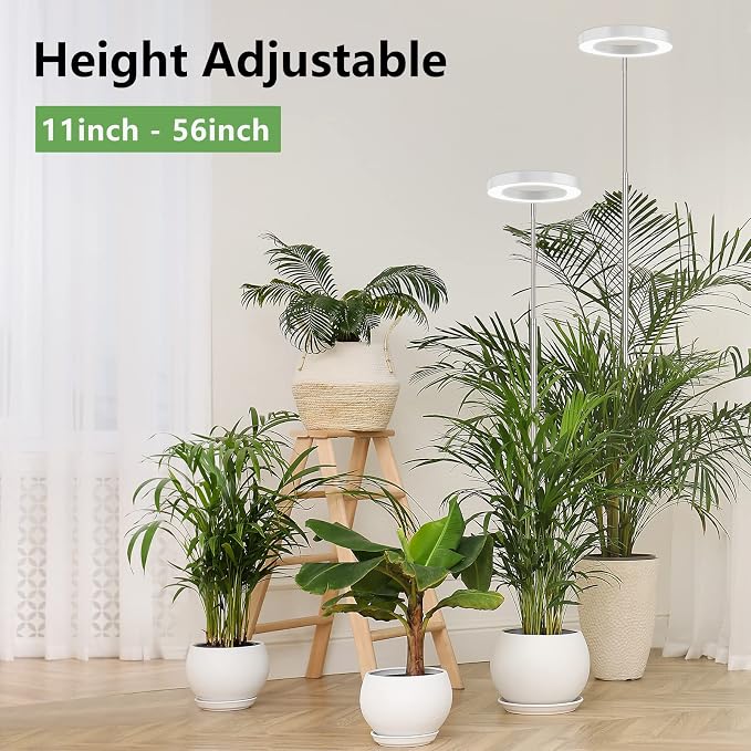 LBW Plant Grow Light, 72 LEDs Full Spectrum Grow Lights for Indoor Plants, Large Plant Lamp with 4 Dimmable Levels, 4/8/12H Auto Timer, Height Adjustable, Halo Growing Lamp for Tall Plants, 2 Pack