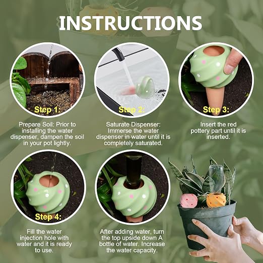Joyeee Automatic Plant Watering Spikes 4 Pack, 210ML Terracotta Self-Watering Stakes, Vacation Plant Waterer for Potted Plants, Drip Irrigation Devices with 4 Colors Sea Spiral Design for Home Garden