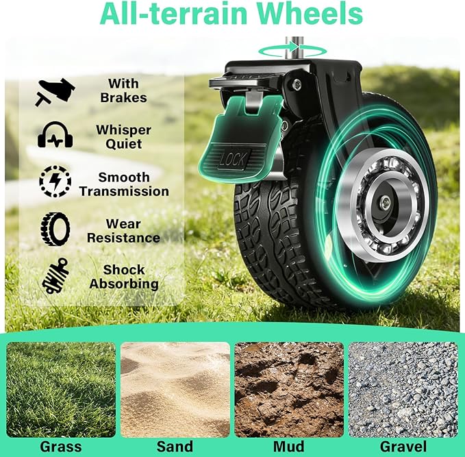 Upgraded Heavy Duty Foldable Wagon – 550LBS Capacity, All-Terrain Wheels & Brakes, Large Collapsible Cart for Beach, Camping, Grocery & Sports (Black)