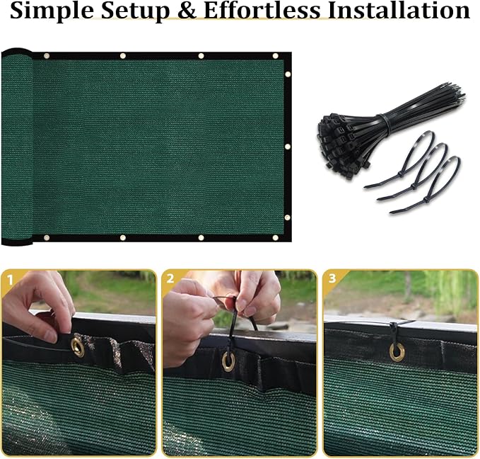Shade&Beyond 3' X 16' Fence Privacy Screen Heavy Duty 170 GSM Fencing Mesh Shade Net Cover for Wall Garden Back Yard Outdoor Home Decoration, Green