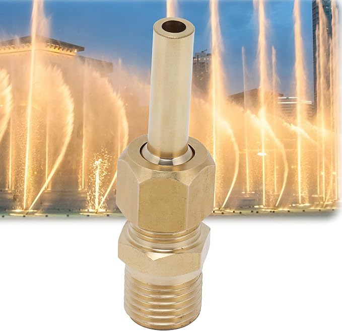 1/4 Brass Adjustable Fountain Nozzle, 360° Swivel Spray Head with Built in Valve, Water Feature and Pond Jet Sprinkler for Garden Pool Patio Decoration (2 points 1/4)