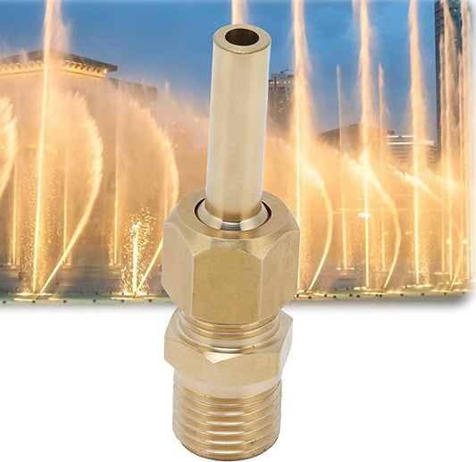 1/4 Brass Adjustable Fountain Nozzle, 360° Swivel Spray Head with Built in Valve, Water Feature and Pond Jet Sprinkler for Garden Pool Patio Decoration (2 points 1/4)