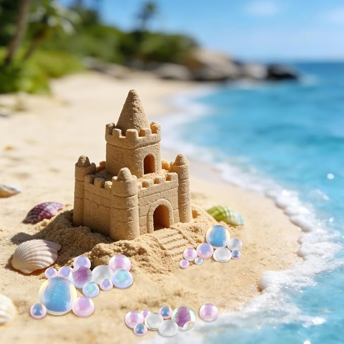 200Pcs White Mixed Size Iridescent Resin Dew Drops - Simulation Water Droplets & Tiny Bubbles for Miniature Dollhouse, Fairy Garden, Potion Bottles & DIY Craft Charms