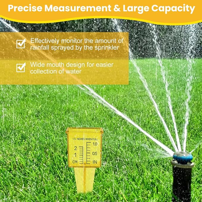 4 Pcs 1.5" Bright Yellow Rain Gauge Wide Mouth Sprinkler Gauge for Outdoor Lawn Garden