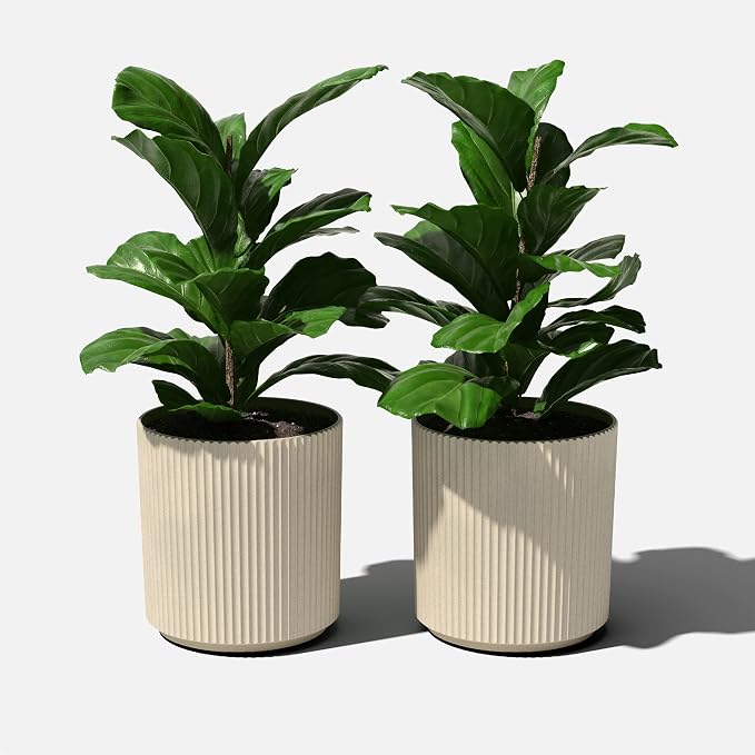 Veradek Demi Series Round Planter for Porch, Patio, Backyard | Durable Plastic-Stone Composite Material | Modern Décor for Tall Plants, Flowers