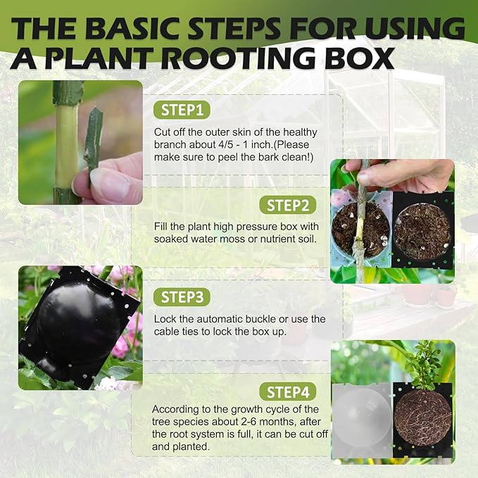 Tree Root Growing Box, Air Layering Pods Propagation Kit, Reusable Half Transparent Plants Asexual Reproduction Grafting Ball with Zip Ties for Fast Propagation Plants (6pcs Small + 6pcs Meidum)