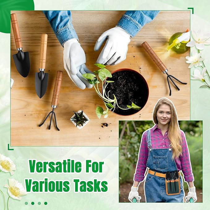 20 Pieces Kids Gardening Tool Belt Set Include 10 Pieces Adjustable Gardening Belt, 10 Sets Shovel, Rake, Spade for Planting Loosening Digging DIY Building Hand Tools Gift, Outdoor Activities