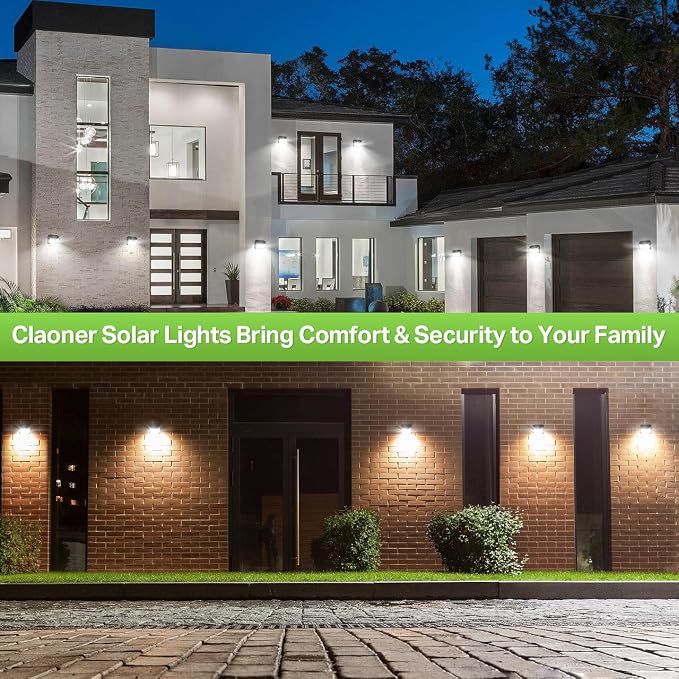 CLAONER Solar Lights Outdoor [𝟏𝟎 𝐏𝐚𝐜𝐤/126 LED], Wireless Motion Sensor Lights, IP65 Waterproof Security Lights 3 Modes, 270° Lighting Angle, Ultra-Bright Wall Lights for Deck Patio Fence Garage