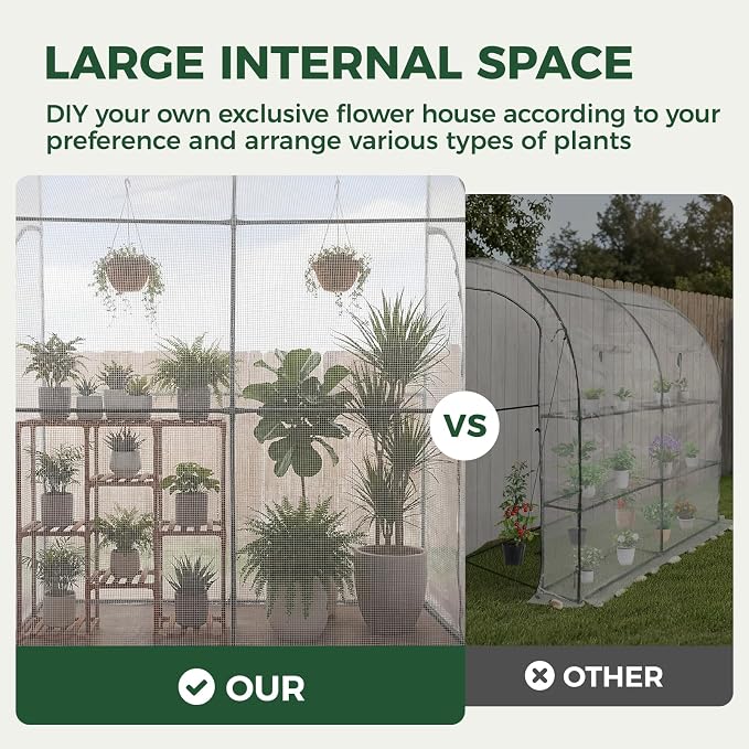 Gentingbro Lean to Greenhouse for Outdoors Portable Walk-in Greenhouse Steel Frame with PE Cover Anchor and Ropes White 79” x 40” x 83”