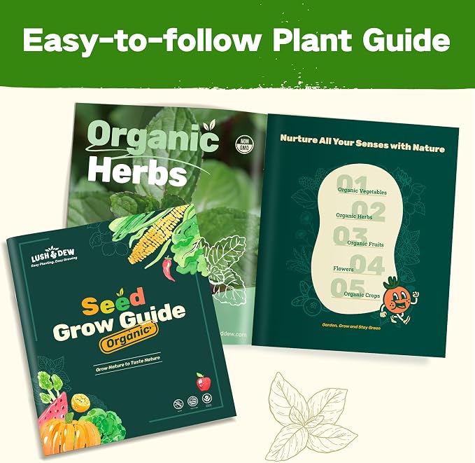 Lush&Dew Year-Round USDA Zone 9 Seed Bank, Gardening Gifts for Women Men, 32 Varieties Non-GMO Heirloom Seeds of Vegetables Herbs Fruits, Gift for Mom Dad, Survival Seed Kit for Raised Garden Beds