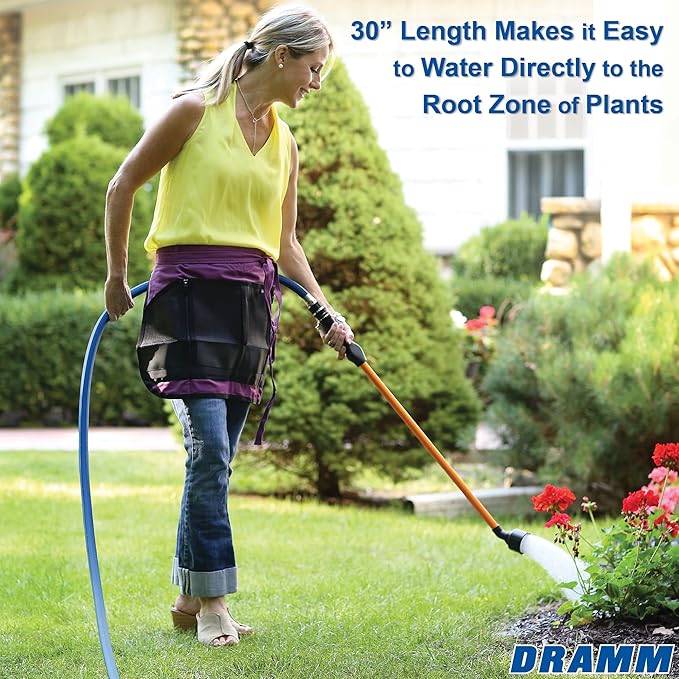Dramm One Touch Rain Wand Watering Wand – 30 Inch Garden Watering Wand with Thumb Control Valve – Gentle Shower Spray for Plants, Flower Beds & Hanging Baskets – Blue