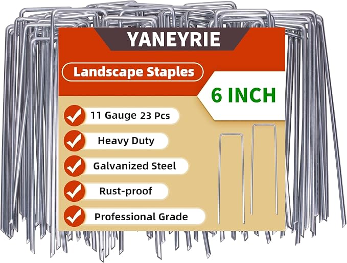 6 Inch 23 Pcs Hot-dip Galvanized U-Shaped Garden Stakes, Landscape Staples, Ground Stakes, for Decoration Weed Barrier Fabric, Irrigation Tubing, Holding Fence, Tarpaulin (22, 6 INCH)