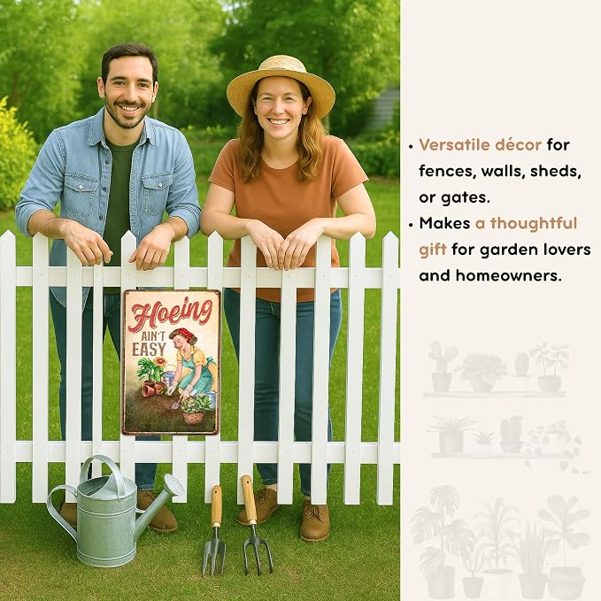 KORUBIA Mothers Day Gifts - Gardening Gifts for Women, Plant Lovers, Gardeners - Plant Garden Sign - Vintage Gardening Metal Signs for Outdoor - Home Greenhouse Decor Garden Signs, 12''x8'' Metal Sign