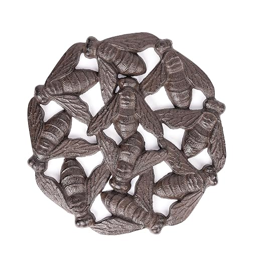 Sungmor Vintage Cast Iron Bees Stepping Stone,Rustic Garden Decorative Stone,Wear Resistant Stepping Mat,Outdoor Patio Pathway Accent for Lawn,Yard