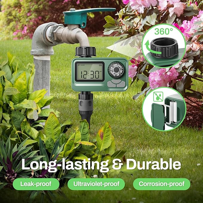 BN LINK Programmable Sprinkler Timer with Rain Delay – Waterproof Digital Water Timer for Garden Hoses, Manual & Auto Modes – Ideal for Lawn, Yard, Drip Irrigation System, 1 Outlet