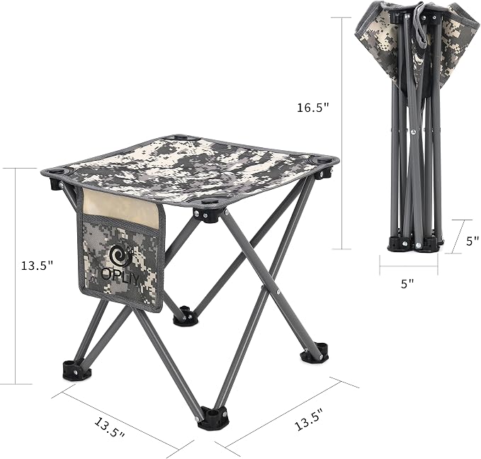 Opliy Camping Stool 2 Pack,13.5 Inch Portable Folding Stool for Outdoor Gardening and Beach Hiking Fishing,Foot Stool with Carry Bag (Camouflage)