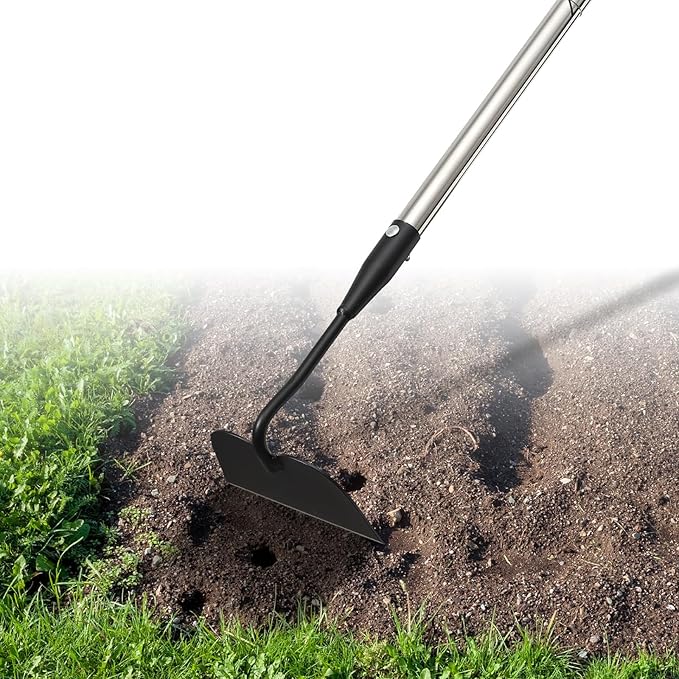 Draw Hoe Garden Tool, Heavy Duty Garden Hoes for Weeding Stainless Steel Long Handle, Easy Stand Up Scraping Weeder Tool for Garden, 80inch Adjustable Weed Hoe with 7-inch Wide Welded Blade