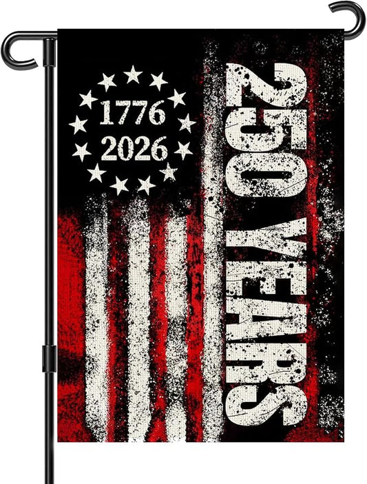 250 Anniversary Usa Garden Flags for Outside,250 Anniversary USA Flag 1776-2026 Semiquincentennial Commemorative Patriotic Yard Sign 4th of July Decorations 250 Year of Freedom Banner Double-Sided Waterproof Garden Flag with Stars Stripes 250 Year Amer...