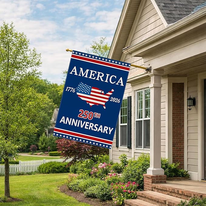 250 Anniversary Garden Flag, 250th Anniversary America Banner USA 4th of July Patriotic Freedom Yard Sign Double-Sided Waterproof Flag 28x40 Inch