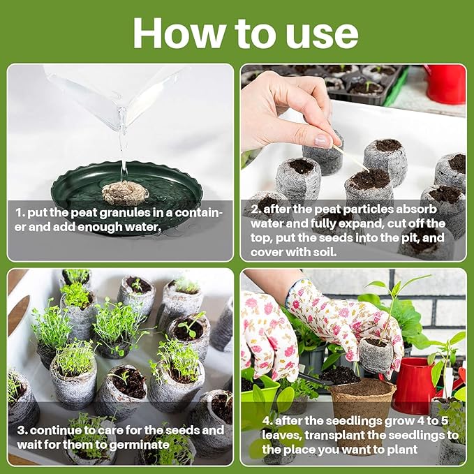 MAQIHAN 100PCS Peat Pellets for Seedlings - 35MM Seed Starter Pellets Peat Pods for Starting Seeds Garden Soil for Planting Transplanting Growing Garden Flower