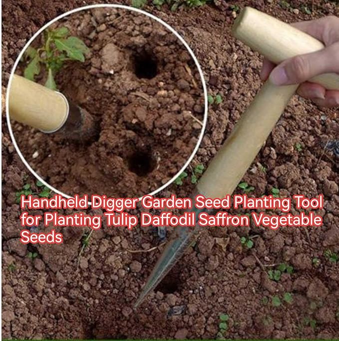 Plant Hole Digger for Planting - Handheld Seed Dispenser Tool, Seed Dibber Gardening Tool, Handheld Digger Garden Seeds Planting Tools for Plantings Tulip Daffodil Saffron Vegetable Seeds (2pcs)