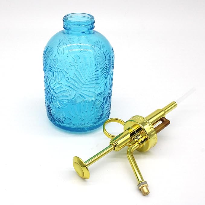 Glass Plant Mister Spray Bottle, 350ML Vintage Plant Spritzer, Succulent Watering Bottle Glass with Top Pump, Small Plants Sprayer Watering Can for Indoor