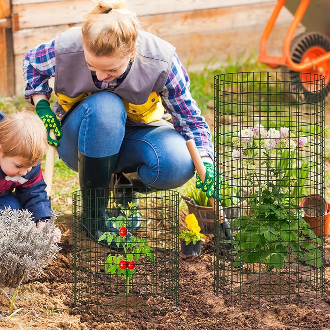 20 Pack Plant Cages for Outdoor Plants, 60pcs Pre-Bent Metal Mesh, 13.5" Dia X 14" H Wire Garden Plant Protector Cloches to Keep Squirrels and Chicken Out and Protection Vegetables Flowers Shrubs