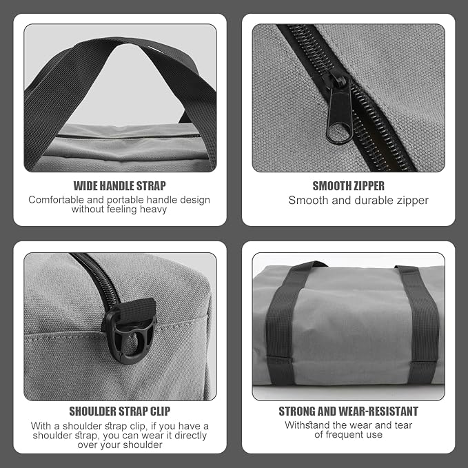 Small Tool Bag,Close Top Wide Mouth Tool Organizer Bag,Large Capacity Tool Bags for Men,Canvas Tool Storage Bag for Storage Handbag for Screwdrivers,Wrench (Shoulder strap+Gray, 18 Inch)