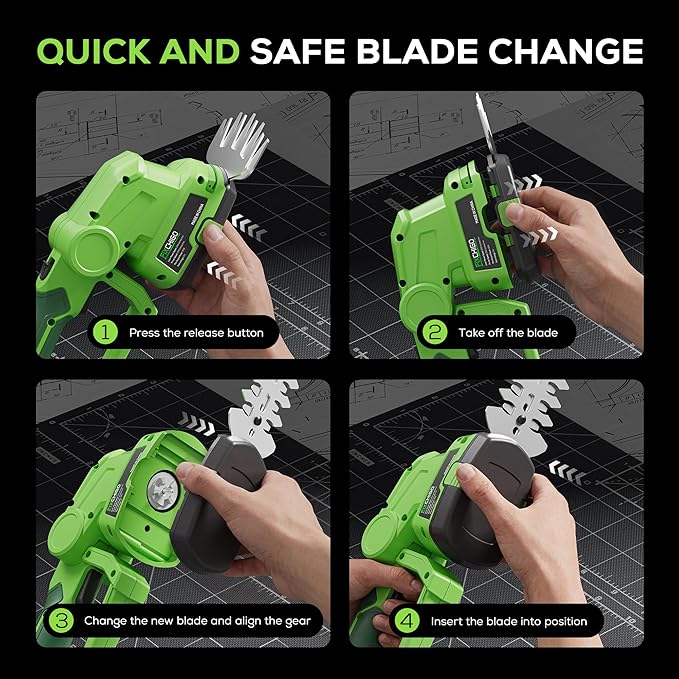 21V Cordless Hedge Trimmer, 2 in 1 Handheld Bush Trimmer with 2 x 2000mAh Batteries + Charger, Electric Grass Shear for Garden Yard Lawn Care, Powerful & Lightweight