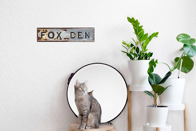 Vintage Fox Den Metal Tin Sign 4x16 in Art Wall Hanging Decorative Plaque Home Farmhouse Porch Bedroom Decor Ideal for Valentine's Day and Spring Gifts