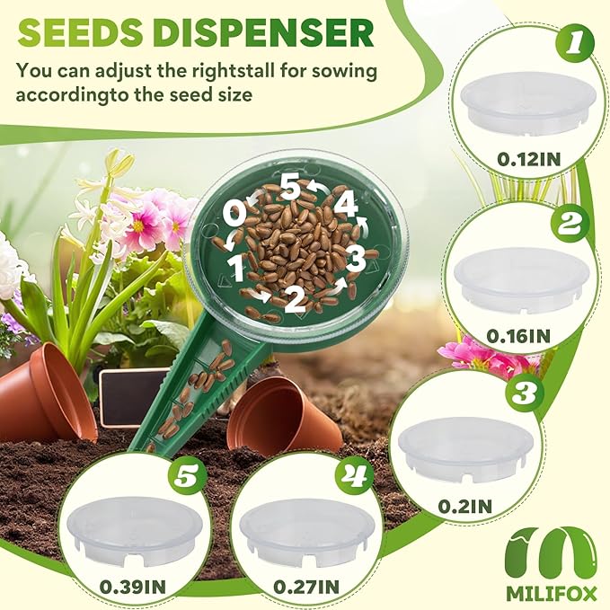 7 Pack Seed Planter Tool, Handhold Seed Dispenser, Transplanting Dibber and Small Sowing Tools for Vegetables Flowers Garden Greenhouse Farmland