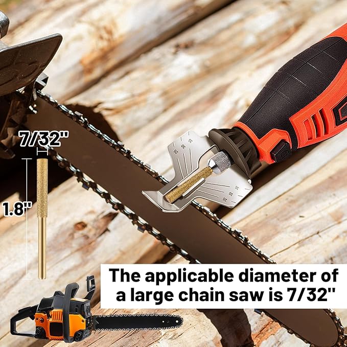 24pcs High Hardness Titanium Plated Chainsaw Sharpener Bits for Chain, Including 5/32''x 8pcs, 3/16''x 8pcs, 7/32''x 8pcs