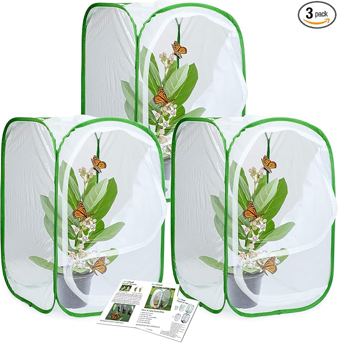 3-Pack Insect and Butterfly Habitat Cage Terrarium Pop-up Butterfly Enclosure (3 x 15.7 x 15.7 x 23.6")