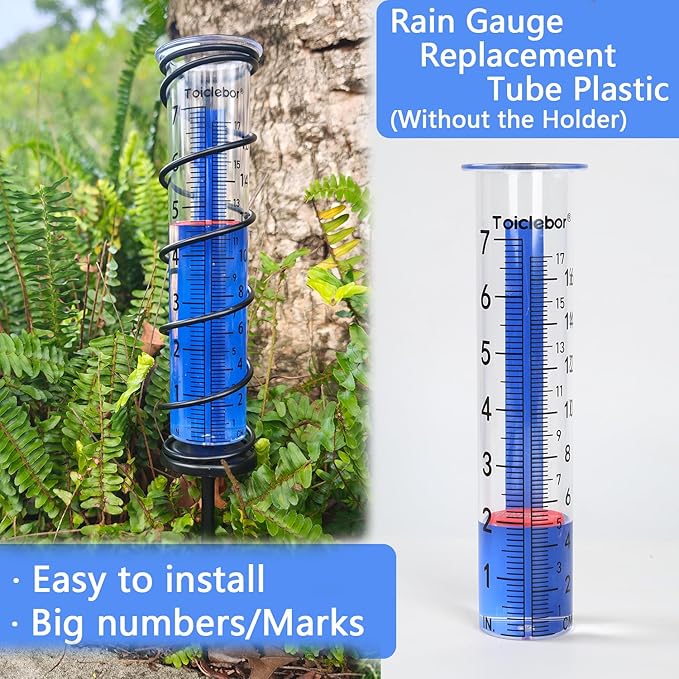 Rain Gauge Replacement Tube,Freeze Proof Tube Plastic with Red Float Marker,Dual Scale,8.11 Inch Height,Model RM-T09