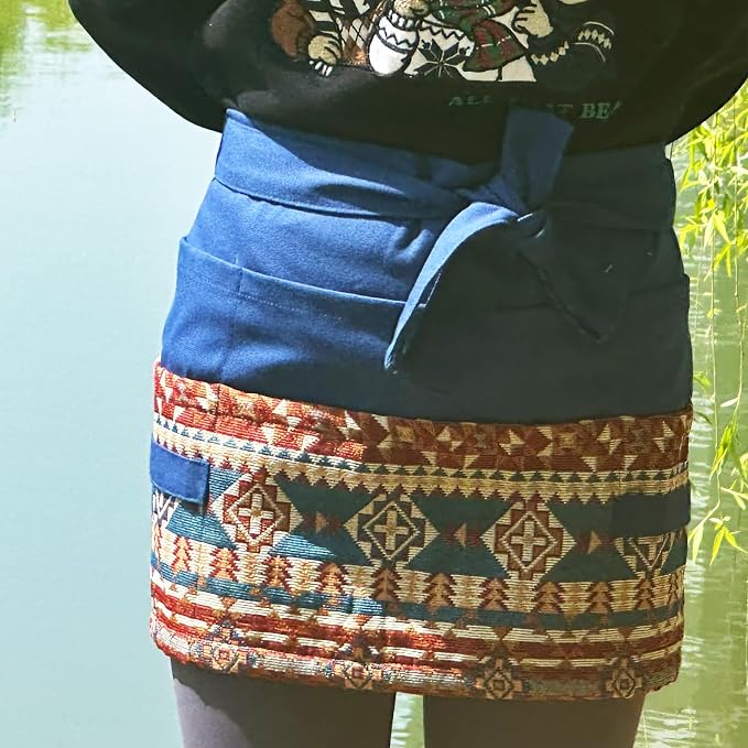 Garden Apron for Woman, Serve Apron Cute, Flora Half Apron with 8 Pockets, Valentines Gift for Mom Wife Girlfriend