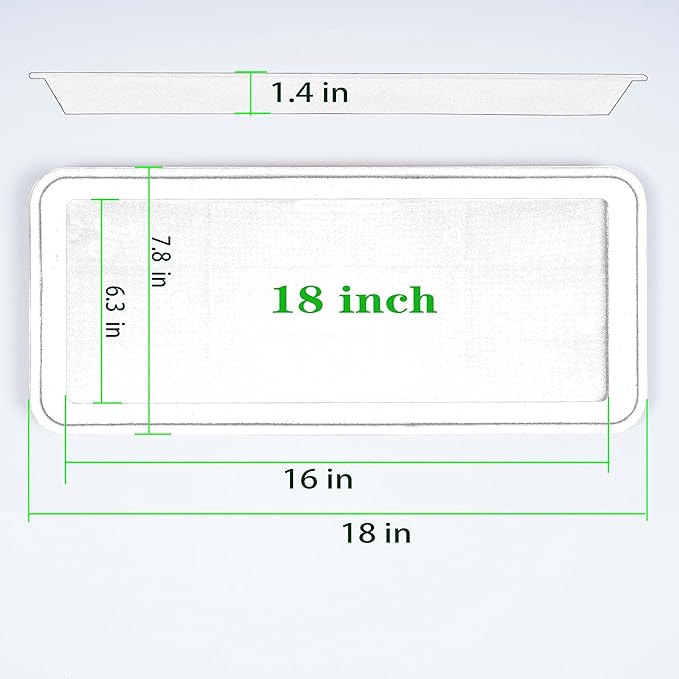 VUWEZ 4 Pack Plastic Plant Trays - Rectangular 17 18 inch, Indoor/Outdoor Plant Water Drip Trays for Flower Pot Planter, Windowsill (7.8 x 17.5'', Gray)