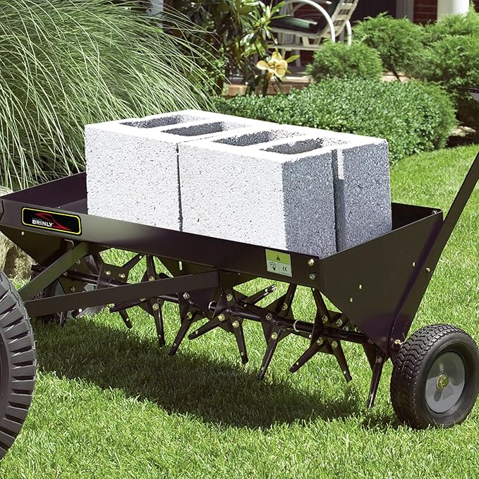 Brinly Tow Behind Plug Aerator with Universal Hitch, 40" - Flat Black
