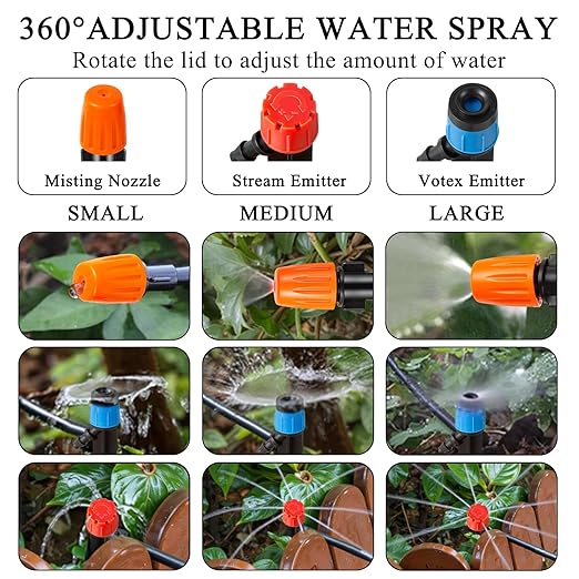 235FT Drip Irrigation System Kit, Automatic Drip Irrigation Kit with 1/2 inch Hose 1/4 inch Distribution Tubing and Accessories