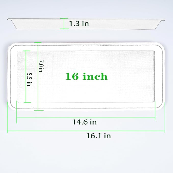 VUWEZ 2 Pack Plastic Plant Tray Saucer - Rectangular, 16 inch, Indoor/Outdoor, Drip Tray for Flower Pot, Windowsill (7.0 x 16.1'', Beige)