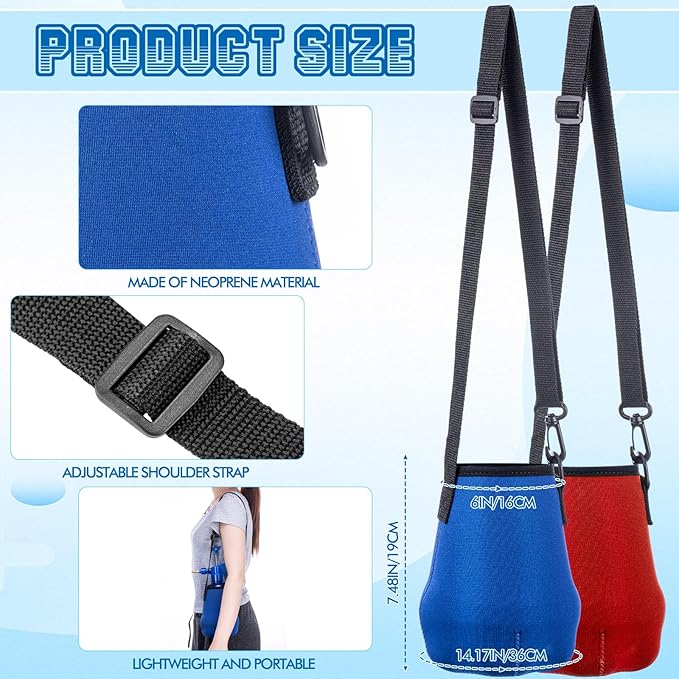 Teenyyou 2 Pcs 1.5 Liter Misters Spray Pump Bottle with Full Neoprene Jacket and Built in Carrying Strap Garden Plant Mister Spray Bottle for Spring Personal Cooling Plants Watering (Red,Blue)