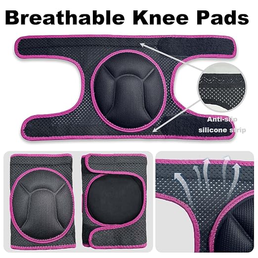 Gardening Knee Pads for Men/Women, Breathable Garden Kneepads with Mesh Fabric for Cleaning Houses Scrubbing Floors, Lightweight Elastic Yard Work Knee Protector for Kneeling Crawling Working, Pink M (1 pair)