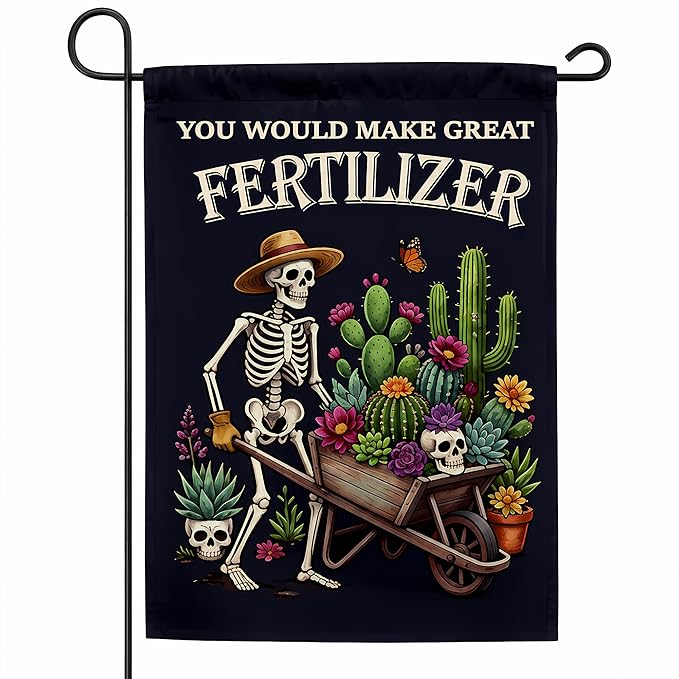 Halloween Decorations - Halloween Skeleton Garden Flag | Double Sided Halloween Accessories Backdrop Banner - Halloween Party Favors Supplies Decor for Garden Yard Porch Patio Lawn Outdoor Outside