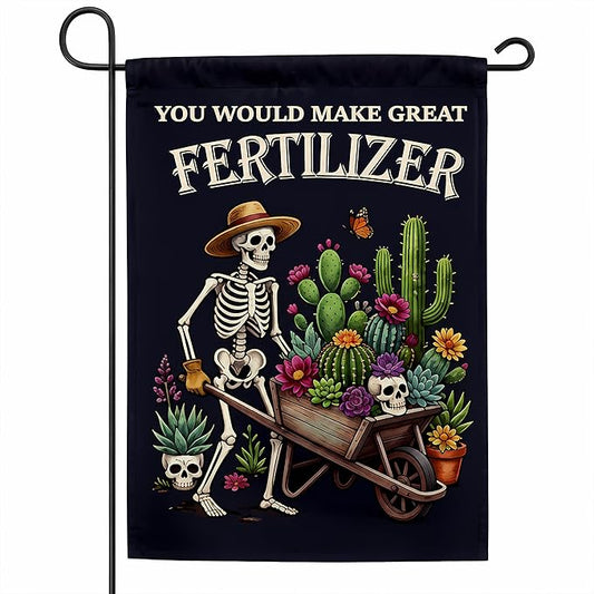 Halloween Decorations - Halloween Skeleton Garden Flag | Double Sided Halloween Accessories Backdrop Banner - Halloween Party Favors Supplies Decor for Garden Yard Porch Patio Lawn Outdoor Outside
