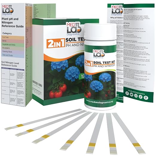 Soil Test Kit- 2-in-1 Soil & Nitrogen Test Strips(120 cnt), Accurate Soil Tester for Garden, Plants, Vegetables, Flowers, and Lawn Care.
