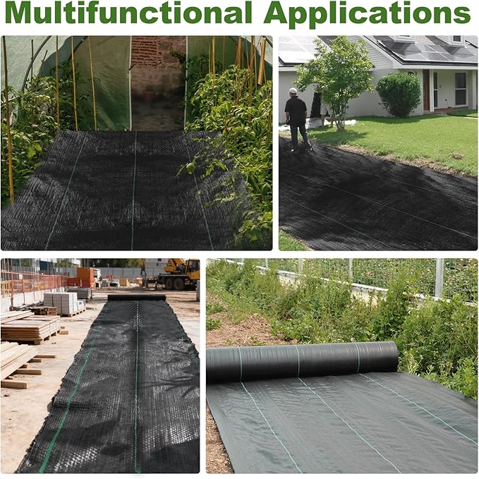 Approx.3FT×25FT Weed Barrier Fabric,Landscape Fabric,3.2oz Weed Barrier Fabric Heavy Duty,Weed Control Garden Cloth,Woven Geotextile Fabric for Garden Beds, Underlayment, with 8 U-Securing Pegs