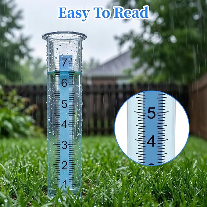 2 Pcs Plastic Rain Gauge Replacement Tube, 7" Capacity Clear Rain Gauge Outdoor Replacement Tube, Freeze Proof Crack Resistant for Garden Yard Lawn (8.3 x 1.8 Inch)