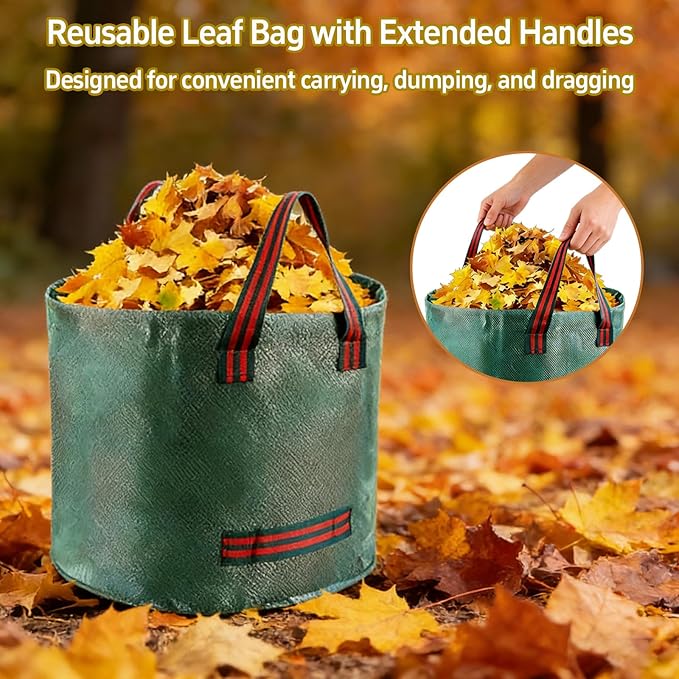 2 Pack Kids Adjustable Leaf Rake Set – 28" to 34" with Detachable Wooden Handles, Lightweight Plastic Head, Designed for Kids, Includes 2 Pairs of Gloves & Leaf Bag (Yellow)